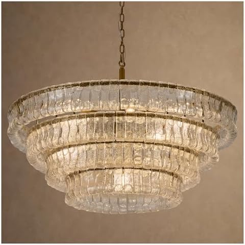 4-Tier 40 Inch Clear Crystal Glass Chandeliers, Modern Round Luxury 10 Lights Hanging Pendant Light Fixture, for Dining Living Room, Bedroom, Foyer, Entryway (Included E12 Bulbs) by MeiYDeng