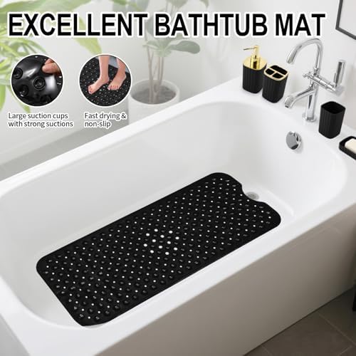 XLHOMO 26PC Bathroom Accessories Set - Gorgeous Black Bathroom Set, Bathroom Accessory Set, Black Shower Curtain Set with Bathtub Mats for Shower Tub - Image 3