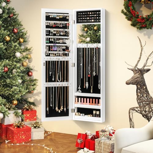 GIANTEX Wall or Door Mounted Jewelry Cabinet with Full Length Mirror - Image 2