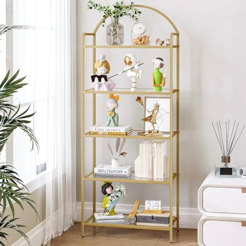 Hzuaneri Bookcase Bookshelf, Tempered Glass Bookshelves - Image 2