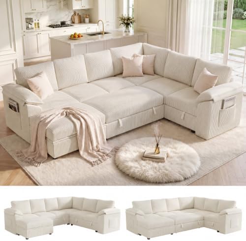 108 In L Shaped Modular Sectional Sofa Couch for Living Room, Beige by Leramaner