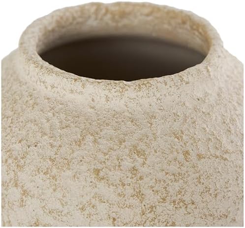 Deco 79 Ceramic Decorative Vase Hourglass Textured Centerpiece Vase with Brown Distressing, Flower Vase for Home Decoration 8" x 8" x 12", Cream - Image 2