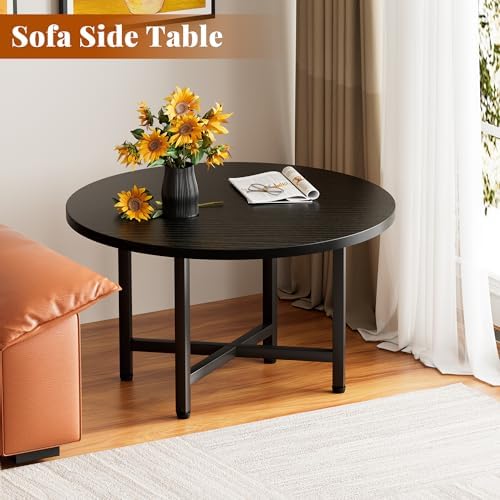 Coffee Table, 23.6" Small Coffee Tables, Black Round Coffee Table - Image 4