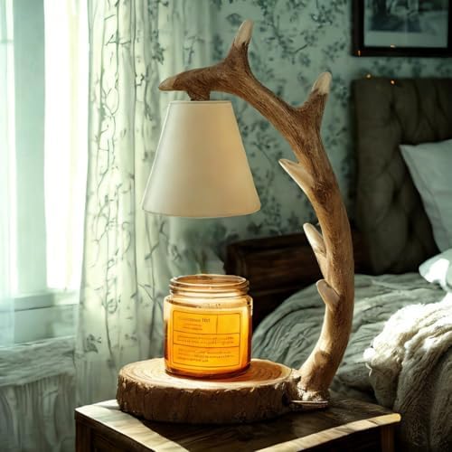 Candle Lamps,Candle Warmer Lamp with Timer Dimmer for New Home Bedroom Decoration Handcrafted with Resin Reindeer Antler Design Desktop lamp，Hand-Painted Night Desk lamp Creative Birthday Gifts - Image 7