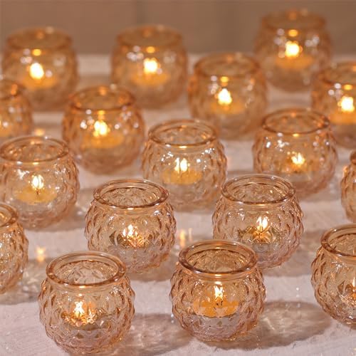 DARJEN 48 Pcs Gold Votive Candle Holders Round Glss Candle Holders Bulk by DARJEN