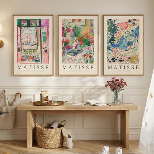Large Framed Matisse Colorful Canvas Wall Art for Living Room, 3 Piece - Image 4