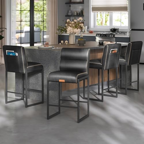 VASAGLE Bar Stools Set of 4, Counter Height Chairs with Backs, 26.4-Inch by Unknown