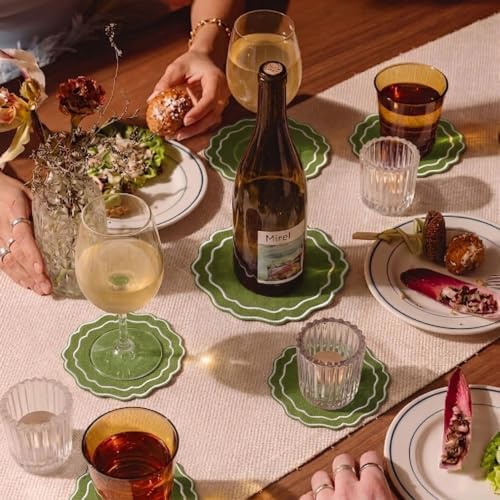 Linen Coasters for Drinks, Set of 6, 4.5 inch, Fern - Image 6