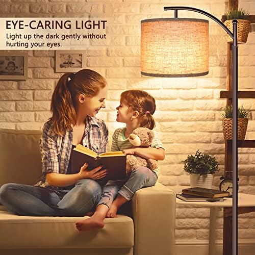 Floor Lamp for Living Room, LED Standing Lamp Tall Industrial Floor Lamp Reading for Bedroom, Office (9W LED Bulb, Beige Lampshade Included) -Oil-Rubbed Bronze - Image 6