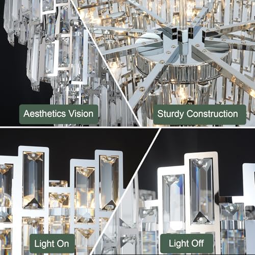 Entryway Chandeliers for High Ceilings Chrome Crystal Chandelier - Image 6