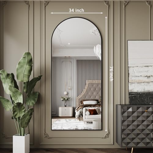 AUYHM 34"x76" Large Mirror Full Length,Nano Glass Oversized Floor Mirror, Arched Full Length Mirrors,Large Standing Mirror,Black Arched Mirrors - Image 3