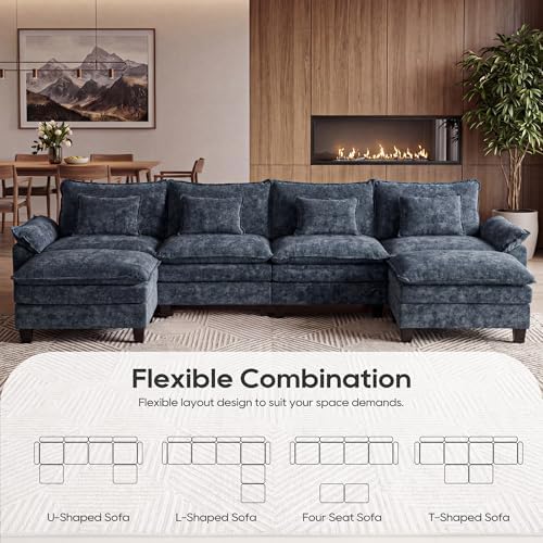 URRED Oversized Modular Sectional Sofa，Blue：157" U Shaped - Image 4