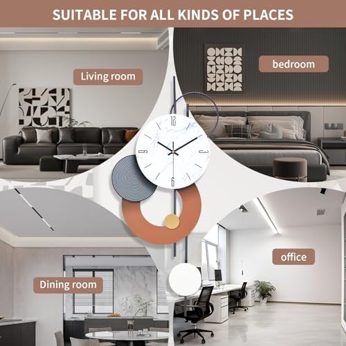 SIN&MI Decorative Wall Clocks for Living Room, Large Modern Metal Clocks Battery Operated Wall Art for Home Big Silent Clock Wall Decor for Living Room/Bedroom/Kitchen/Office,14 * 28 Inch - Image 4