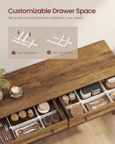 VASAGLE Farmhouse Buffet Cabinet, Coffee Bar with 2 Drawers - Image 5