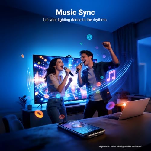 NEEWER Basics TV Backlight for 75"-85" Screens, 16ft/5m LED RGB Light Strips with Sensor Change with TV, Scheduled On/Off, Zero Delay Color Sync, Music Sync, 24 Scenes, Supports App Control, NS03 - Image 6