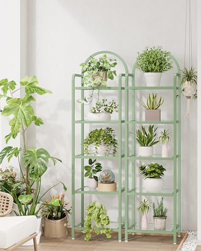 Hzuaneri Bookcase Bookshelf, Tempered Glass Bookshelves - Image 3