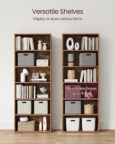 VASAGLE Set of 2 6-Tier Open Bookshelves, Adjustable Storage Shelves - Image 5