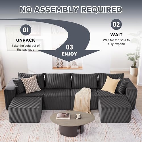 135.4" Modular Boneless Couch, Sectional Couches for Living Room, Darkgrey - Image 5