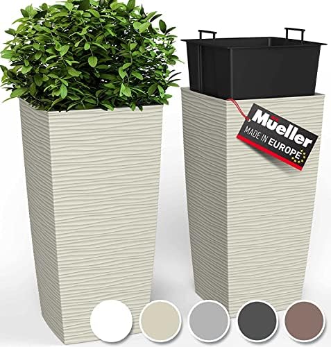 Mueller Janska M-Resin Heavy Duty Tall Planter, Indoor/Outdoor Grande by Mueller
