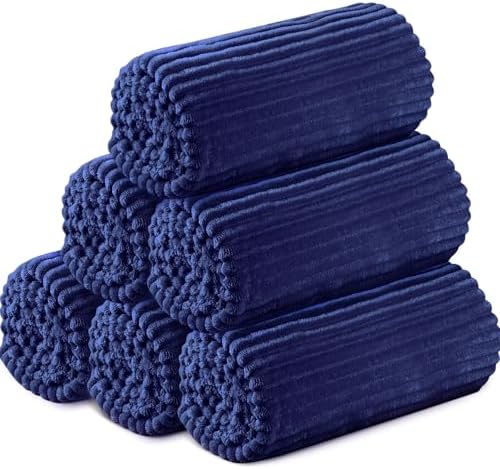 Buryeah 6 Pcs Flannel Blankets Bulk,Fall Outdoor Wedding, Navy by Buryeah