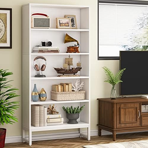 Tribesigns Tall Bookcase and Bookshelf, 70.8” Large Bookcases Organizer with 5-Tier Storage Shelves, Heavy Duty Free-Standing Library Bookshelf Shelving Unit for Living Room, Bedroom, Office (White) - Image 6