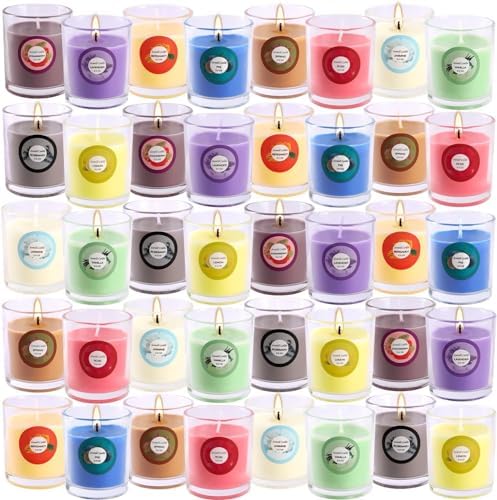 YOROXRG Scented Candles, Jasmine, Rose, Vanilla, Bergamot, fig, Lavender, Lemon, Spring,Strawberry, Rosemary, Aromatherapy Candles,Soy Wax Glass Jar Candle - 40 Pack by YOROXRG