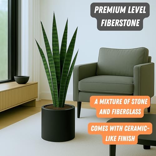 Fox & Fern Large Planter for Indoor or Outdoor, Black Matte, 10 Inch - Image 2