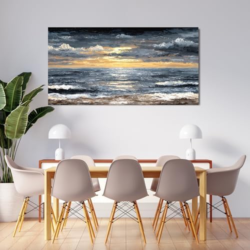 Canvas Wall Art Decor Wall Art Pictures for Living Room Abstract Coastal Wall Art Prints Modern Landscape Wall Art Decorations Abstract Canvas Art Wall Decor Bedroom Office Decor 20" X 40" - Image 4