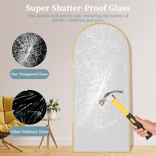 71"x28" Arched Full Length Mirror with Stand,Full Body Floor Mirror - Image 4
