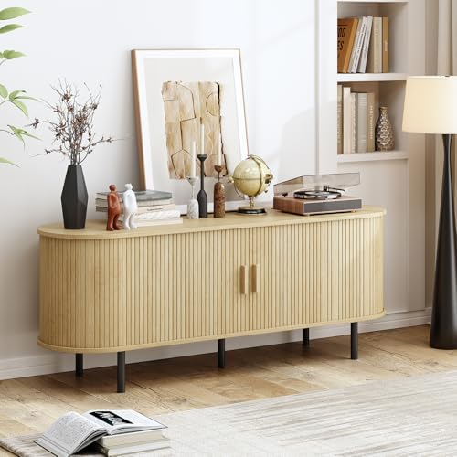 ComfyCorner 55" Mid Century Modern TV Stand with Sliding Doors for 60" TV - Image 4