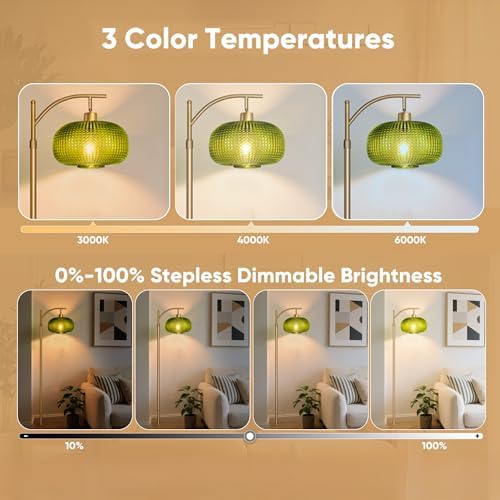 Modern Floor Lamp for Living Room, Mid Century Standing Lamp Green Shade - Image 2