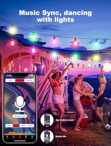 Outdoor String Lights 18 LED Bulbs, 64(52+12) ft RGB+IC+Warm White - Image 3