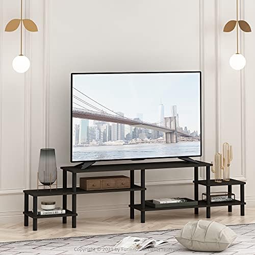 Furinno BESI TV Stand, No Tools Assembly Industrial Style Entertainment Center, TV Console for TV up to 46 Inch, for Living Room, Bedroom, Dark Oak - Image 6