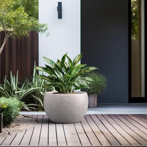 Kante Accent Round Bowl CON Gray Concrete Planter 15.7" Dia, Outdoor - Image 3