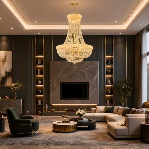 Gold Crystal Chandeliers for Dining Room，28-Lights D30 Inch - Image 3