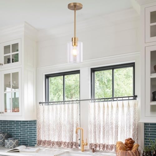 Brass Pendant Lights Kitchen Island - Gold Clear Glass Pendant Light Fixture Multiple Stems Rods 3 Units 12 Inch 3 Units 4 Inch (3 Pack Brass) - Image 5