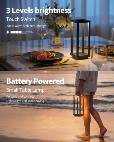 PUSU Cordless Waterproof Table Lamps, Black Outdoor Rechargeable Desk Lamp - Image 4