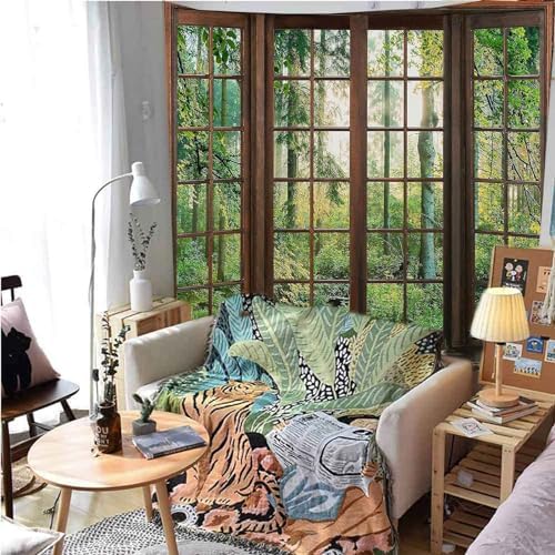 Green Forest Window Tapestry Natural Scenery Tapestry for Bedroom 90"x 84" - Image 2