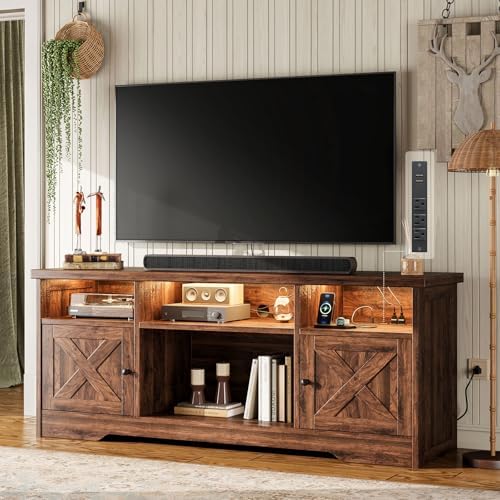 Casaottima TV Stand for 65 Inch TV, Entertainment Center, Walnut by Casaottima