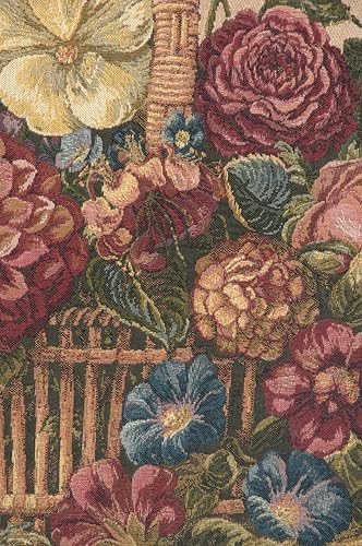 Decorative Floral Basket with Chenille Tapestry Wall Hanging 24 x 42 in - Image 2