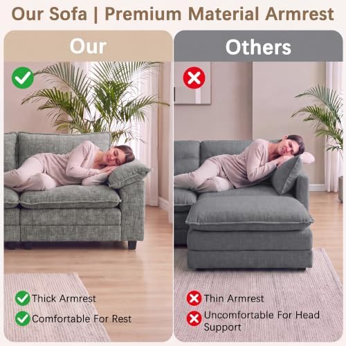 Homall 79.3" Loveseat Sofa, Cloud Sofa Couch, Deep Seat, Light Grey - Image 7