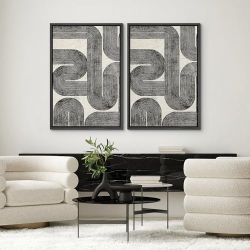 SIGNWIN Framed Wall Art Print Set Black and White Geometric Line Abstract Photography Modern Art Rustic Relax/Calm Multicolor for Living Room, Bedroom, Office - 24"" x36 x2 BLACK - Image 2
