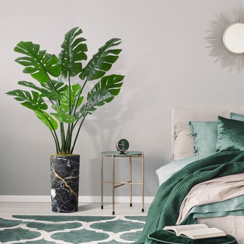 Artificial Tree in Modern Granite Effect Planter, Fake Monstera Silk Tree for Indoor and Outdoor Home Decoration - 65" Overall Tall (Plant Pot Plus Tree) - Image 5