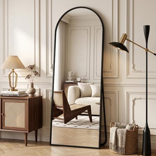 Full Length Mirror, 57" x 18" Arched Full Body Mirror Large Standing Floor Mirrors, Mirrors for Bedroom, Bathroom, Living Room Standing or Wall Leaning, Black by Novlux