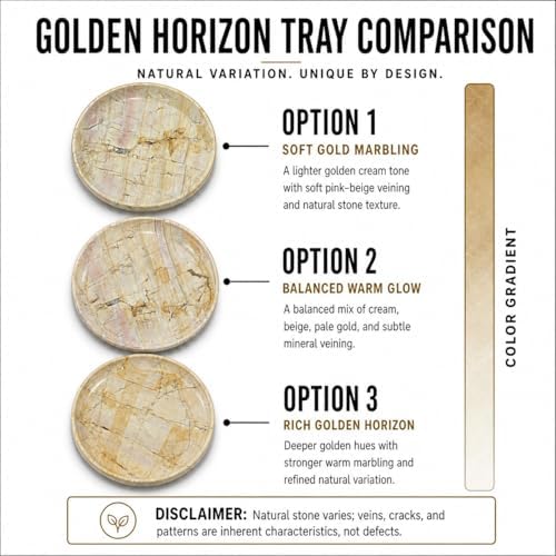 YKAJO Golden Horizon Round Marble Tray, 10" Deep Catchall Vanity Organizer - Image 4