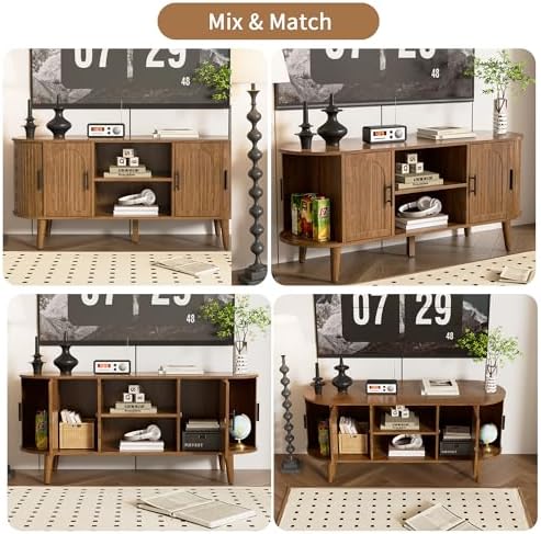51"Fluted TV Stand for Tvs up to 60" Entertainment Center with Open Storage - Image 6