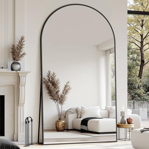 Suidia 76"x44" Arched Full Length Mirror with Stand, Black Floor Mirror by SuidiaMirror