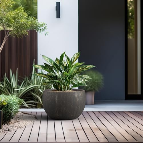 Kante Accent Round Bowl Vintage BRN Concrete Planter 15.7" Dia, Outdoor - Image 3