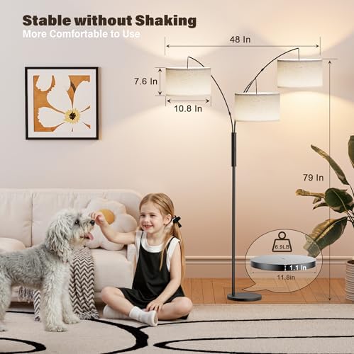 SIBRILLE 27W Floor Lamps for Living Room - Super Bright Dimmable Tree Floor Lamp, Modern Standing Lamp with Remote & Touch Control, 3 Lights Tall Lamp for Living Room Corner, Bedroom, Office - Image 5