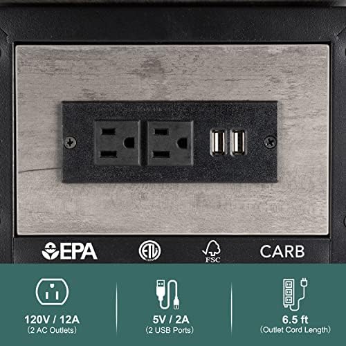 Yoobure End Table with Charging Station, Flip Top Side Table with USB Ports and Outlets, Sofa Couch Table Bedside Table for Living Room Bedroom, Narrow Nightstand with Shelves for Small Space Gray - Image 6